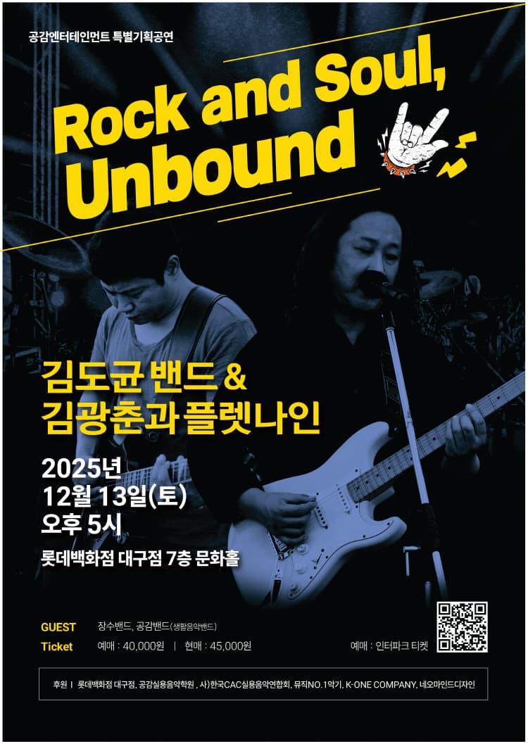 Rock and Soul Unbound 김도균 밴드 & 김광춘과 플렛나인 [대구] promotional image 1