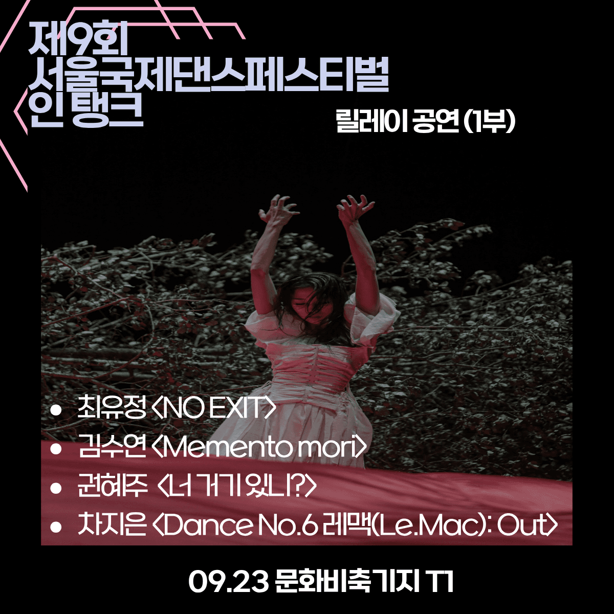 제9회 서울국제댄스페스티벌 인 탱크, 릴레이 공연 1부 (09.23) 소개 이미지 1